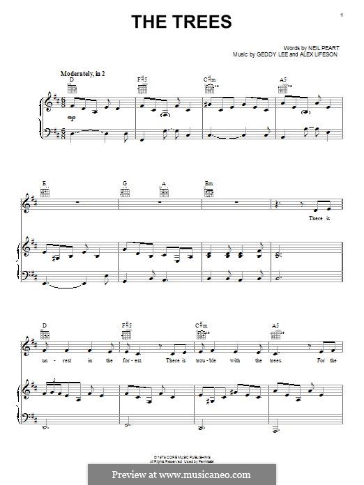 The Trees (Rush) by A. Lifeson, G. Lee sheet music on MusicaNeo