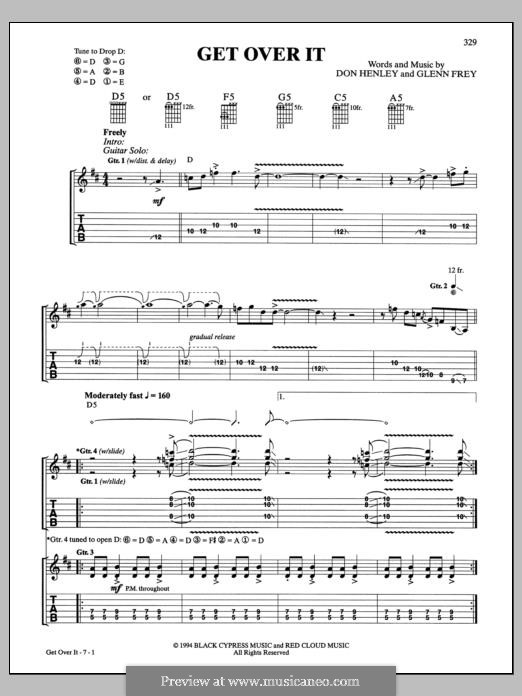 Get Over It (Eagles): For guitar with tab by Don Henley, Glen Frey