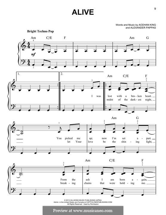 Alive (Hillsong Young & Free): For piano by Aodhan King, Alexander Pappas
