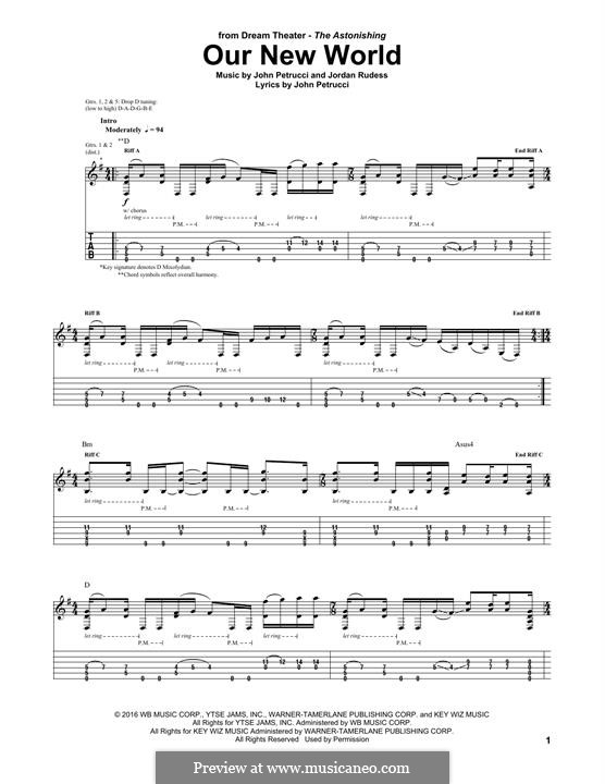 Our New World (Dream Theater): For guitar with tab by John Petrucci, Jordan Rudess