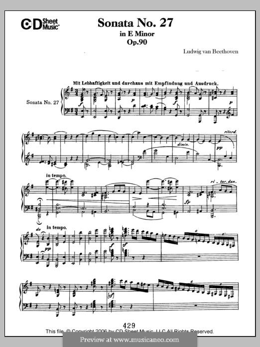 Sonata for Piano No.27, Op.90: For a single performer by Ludwig van Beethoven