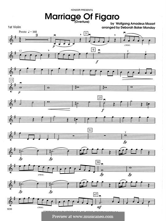 Overture: For strings – Violin 1 part by Wolfgang Amadeus Mozart