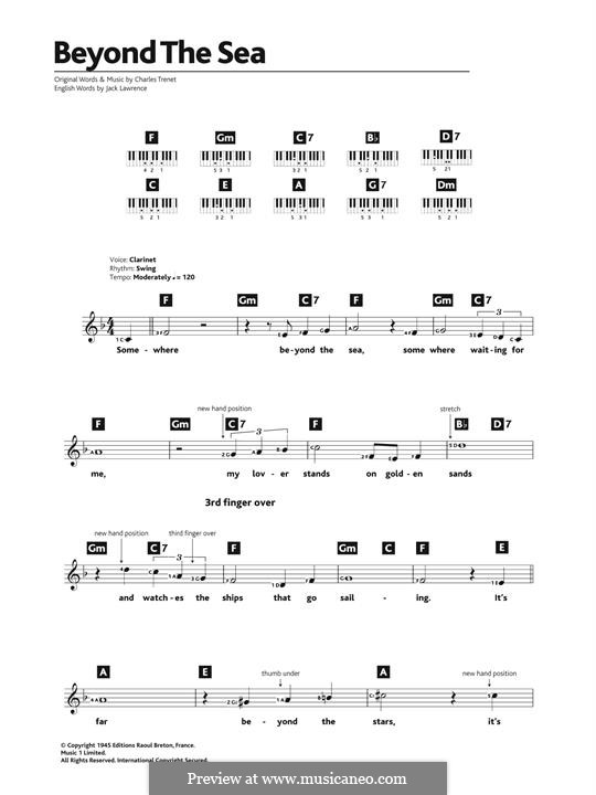 Beyond the Sea: Melody line by Albert Lasry, Charles Trenet