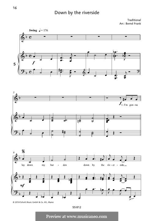 Down By the Riverside: For voice and piano by folklore