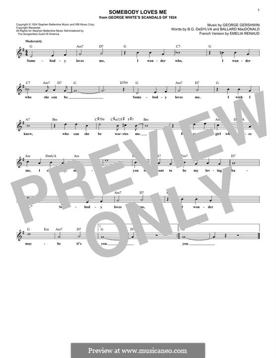 Somebody Loves Me by G. Gershwin - sheet music on MusicaNeo