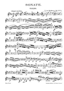 Three Sonatas for Violin and Piano, Op.12: Sonata No.1 – solo part by Ludwig van Beethoven