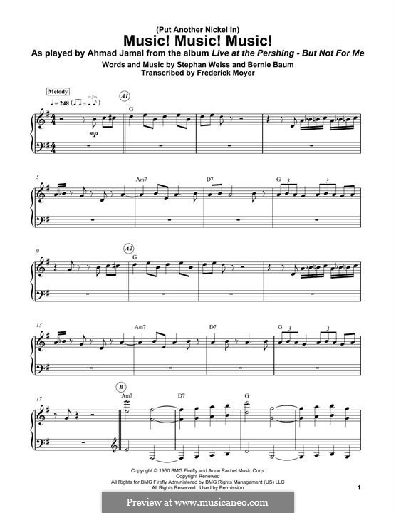 Music! Music! Music! (Put Another Nickel in): For piano by Bernie Baum, Stephen Weiss