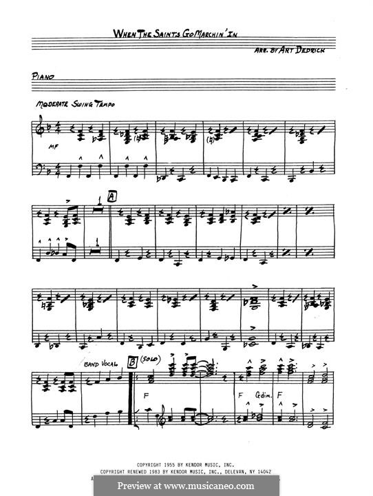 When the Saints Go Marching In: Piano part (Art Dedrick) by James Milton Black