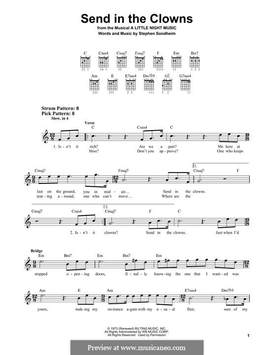 Send in the Clowns (from A Little Night Music): For guitar with tab by Stephen Sondheim