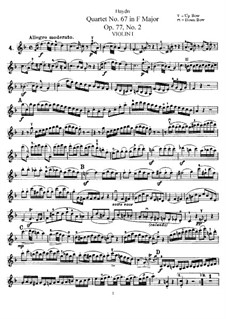 String Quartet No.67 in F Major, Hob.III/82 Op.77 No.2: Violin I part by Joseph Haydn