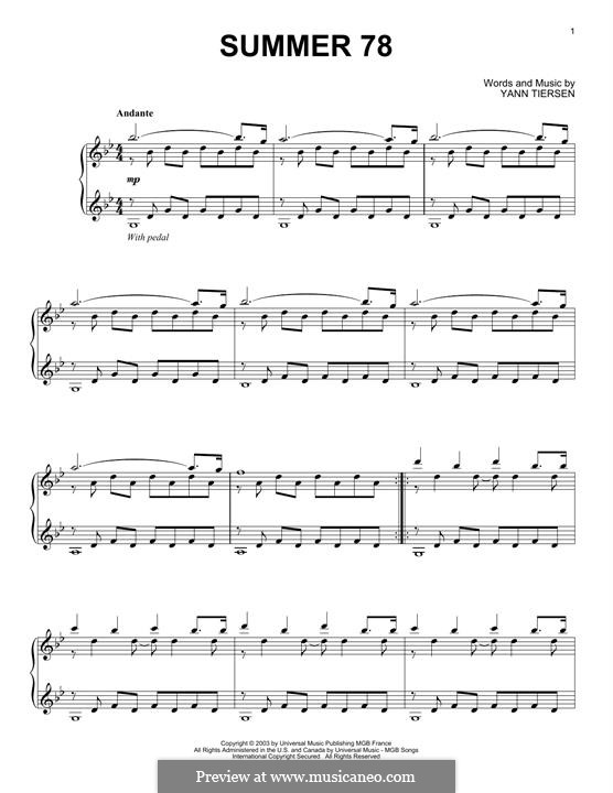Summer 78: For piano by Yann Tiersen