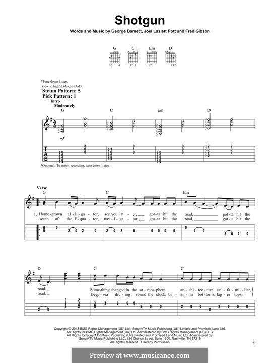 Shotgun: For guitar with tab by Joel Pott, George Ezra Barnett