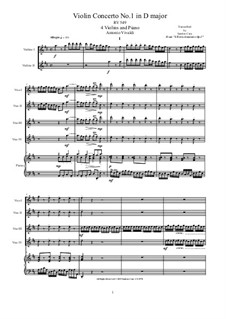 Concerto for Four Violins and Strings No.1 in D Major, RV 549: Arrangement for four violins and piano by Antonio Vivaldi