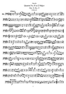 String Quartet No.8 in E Major, Hob.III/8 Op.2 No.2: Cello part by Joseph Haydn