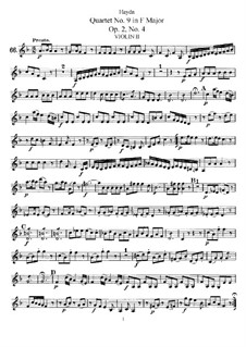 String Quartet No.9 in F Major, Hob.III/10 Op.2 No.4: Violin II part by Joseph Haydn