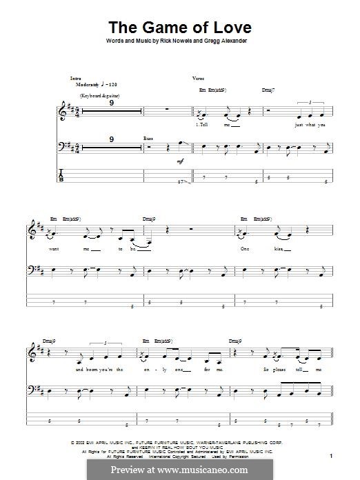 The Game of Love (Santana): For bass guitar with tab by Gregg Alexander, Rick Nowels