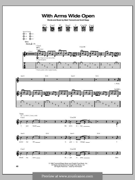 With Arms Wide Open (Creed): For guitar with tab by Mark Tremonti, Scott Stapp