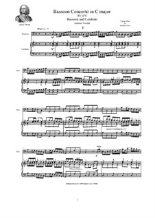 Concerto for Fagotto and Strings in C Major, RV 478: Version for bassoon and cembalo (or piano) by Antonio Vivaldi