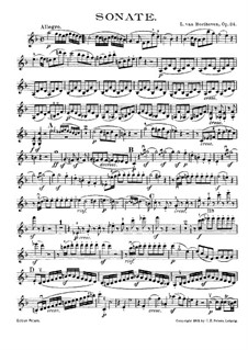 Sonata for Violin and Piano No.5 'Spring', Op.24: Solo part by Ludwig van Beethoven