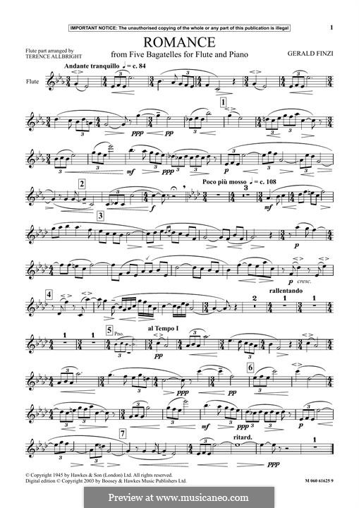 Five Bagatelles for Flute and Piano: Romance by Gerald Finzi