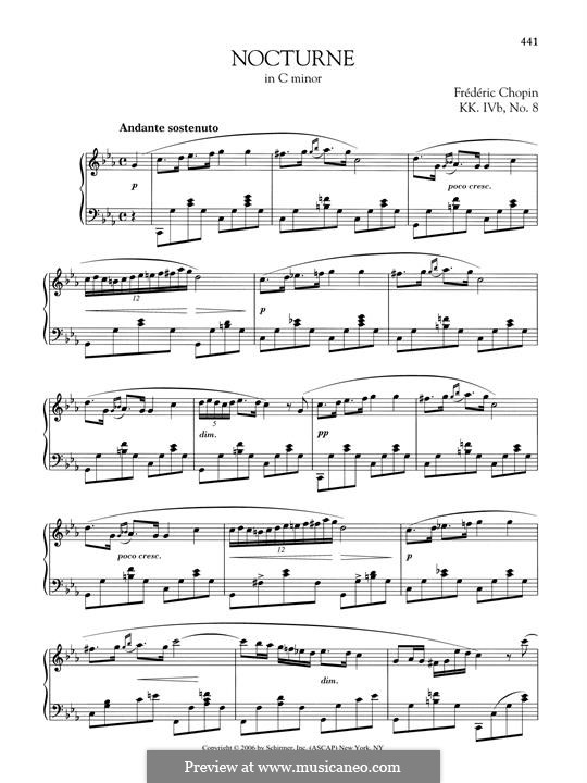 Nocturne in C Minor, B.108 KK IVb/8: For piano by Frédéric Chopin