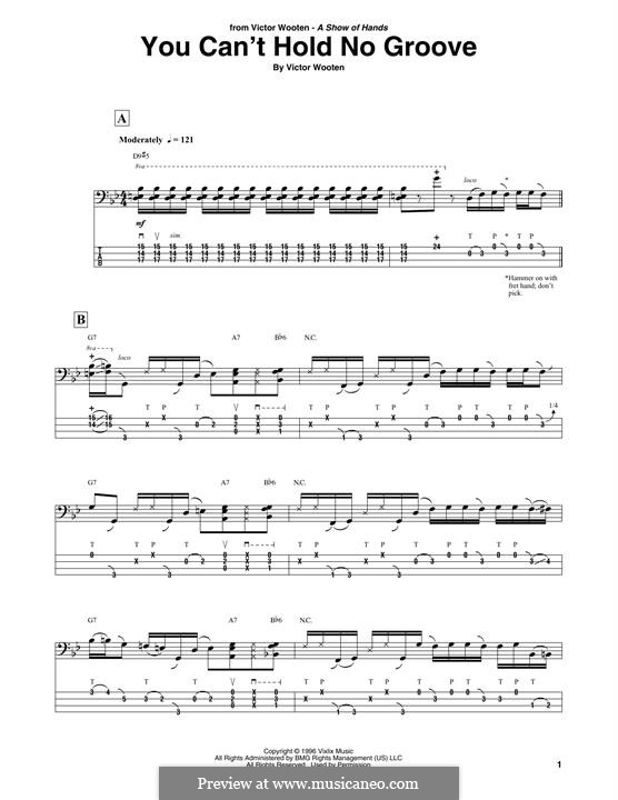 You Can't Hold No Groove: For bass guitar with tab by Victor Wooten