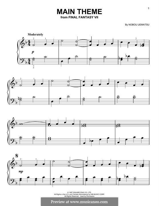 Final Fantasy VII (Main Theme): For piano by Nobuo Uematsu