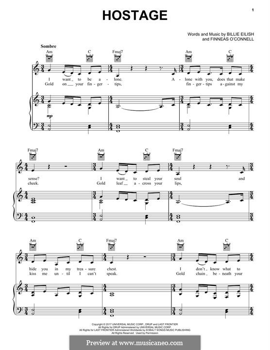 Hostage: For voice and piano (or guitar) by Finneas O'Connell, Billie Eilish