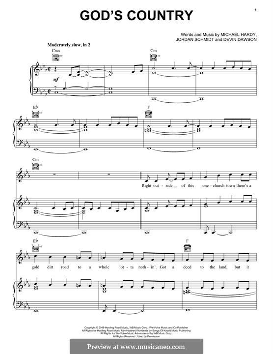 God's Country by J. Schmidt, D. Dawson, M. Hardy sheet music on MusicaNeo
