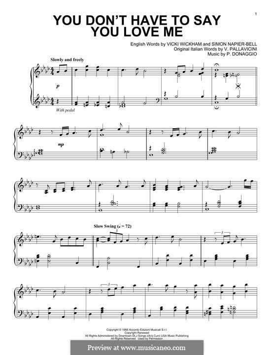 You Don T Have To Say You Love Me Elvis Presley By P Donaggio On Musicaneo