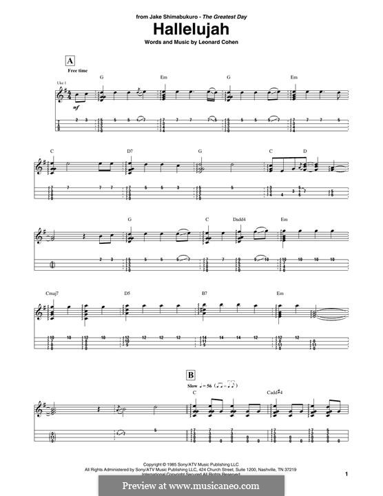Hallelujah. Instrumental version by L. Cohen sheet music on MusicaNeo