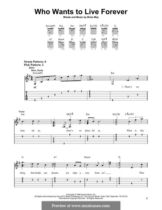 Who Wants To Live Forever Queen By B May Sheet Music On Musicaneo