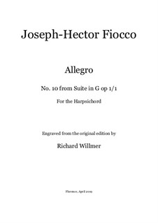 Suite No.1: Allegro, for harpsichord, Op.1/10 by Joseph-Hector Fiocco