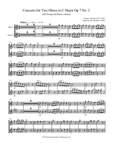 Concerto No.2 in C Major: For two oboes and string orchestra – oboes parts by Tomaso Albinoni