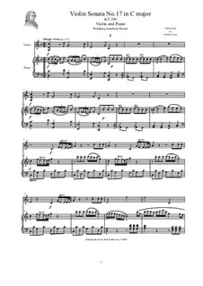 Sonata for Violin and Piano No.17 in C Major, K.296: Score, solo part by Wolfgang Amadeus Mozart