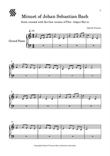 No.4 Minuet in G Major, for Piano, BWV Anh.114: For a single performer by Johann Sebastian Bach