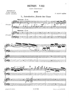 Henry VIII: Ballet Divertissement, for Two Pianos Four Hands by Camille Saint-Saëns