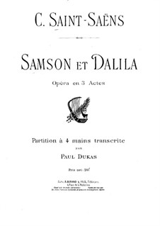 Samson and Dalila, Op.47: Piano score by Camille Saint-Saëns