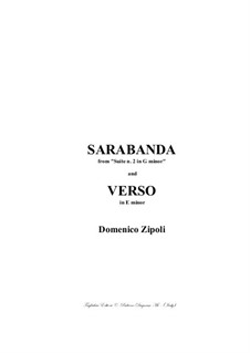 Sarabanda in G Minor and Verso in E minor for Organ: Sarabanda in G Minor and Verso in E minor for Organ by Domenico Zipoli
