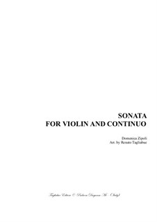 Sonata for Violin and Continuo: Score, solo part by Domenico Zipoli