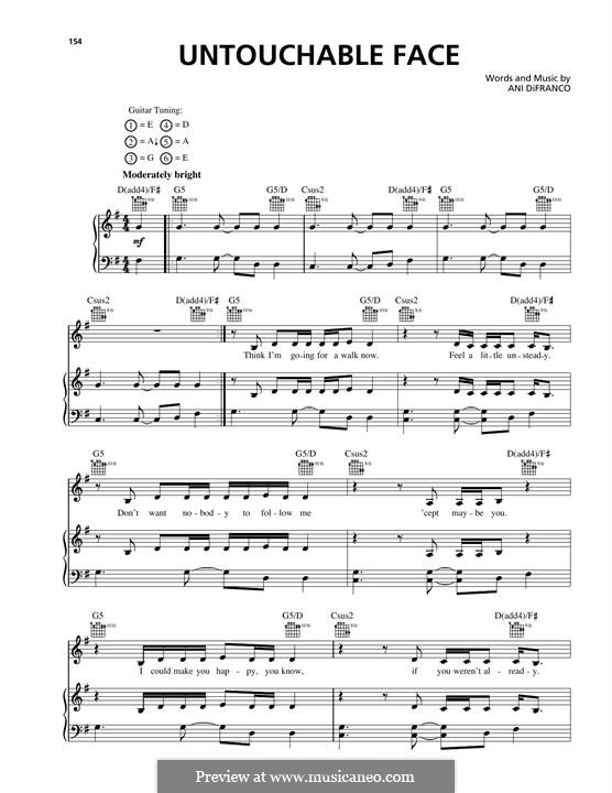 Untouchable Face: For voice and piano (or guitar) by Ani DiFranco