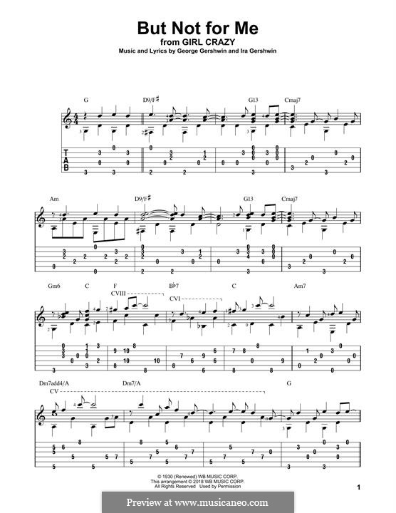 But not for Me: For guitar by George Gershwin