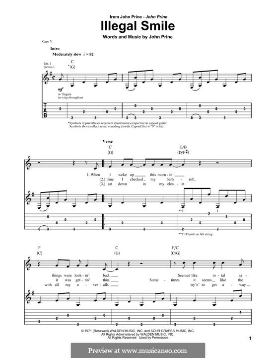 Illegal Smile By J Prine Sheet Music On MusicaNeo Illegal smile by j prine sheet music on musicaneo