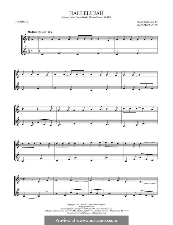 Hallelujah. Instrumental version by L. Cohen - sheet music on MusicaNeo