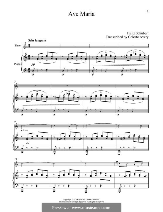 Two instruments version (printable scores): For flute and piano by Franz Schubert