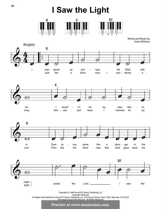 I Saw the Light by H. Williams - sheet music on MusicaNeo