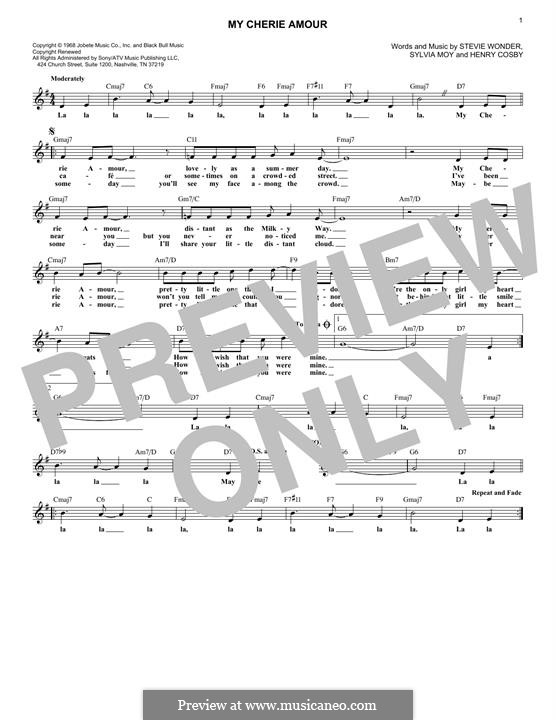 My Cherie Amour (Stevie Wonder): Melody line by Henry Cosby, Sylvia Moy