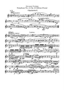 Symphony No.3 in C Minor 'The Divine Poem', Op.43: Clarinets parts by Alexander Scriabin