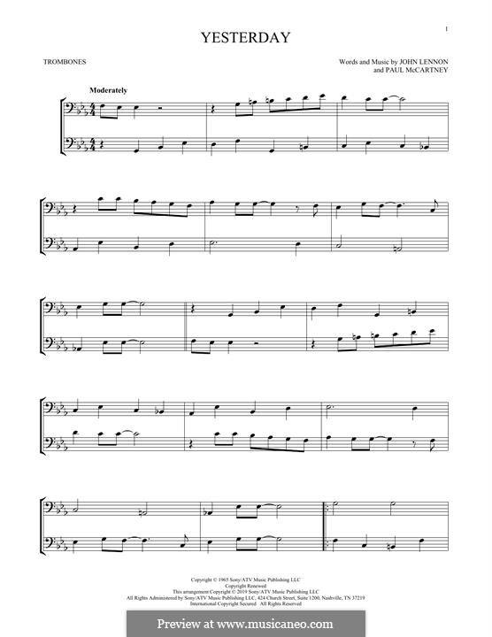 Instrumental version: For two trombones by John Lennon, Paul McCartney