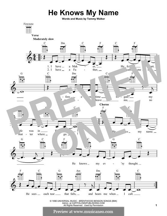 He Knows My Name by T. Walker - sheet music on MusicaNeo